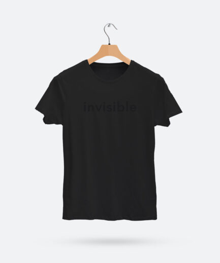 A t-shirt with the word "Invisible" faded in the Tee Color