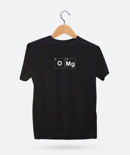 OMG Creative Minimalistic T-shirt - a witty periodic table design, premium oversized fit, sustainable streetwear style for curious minds