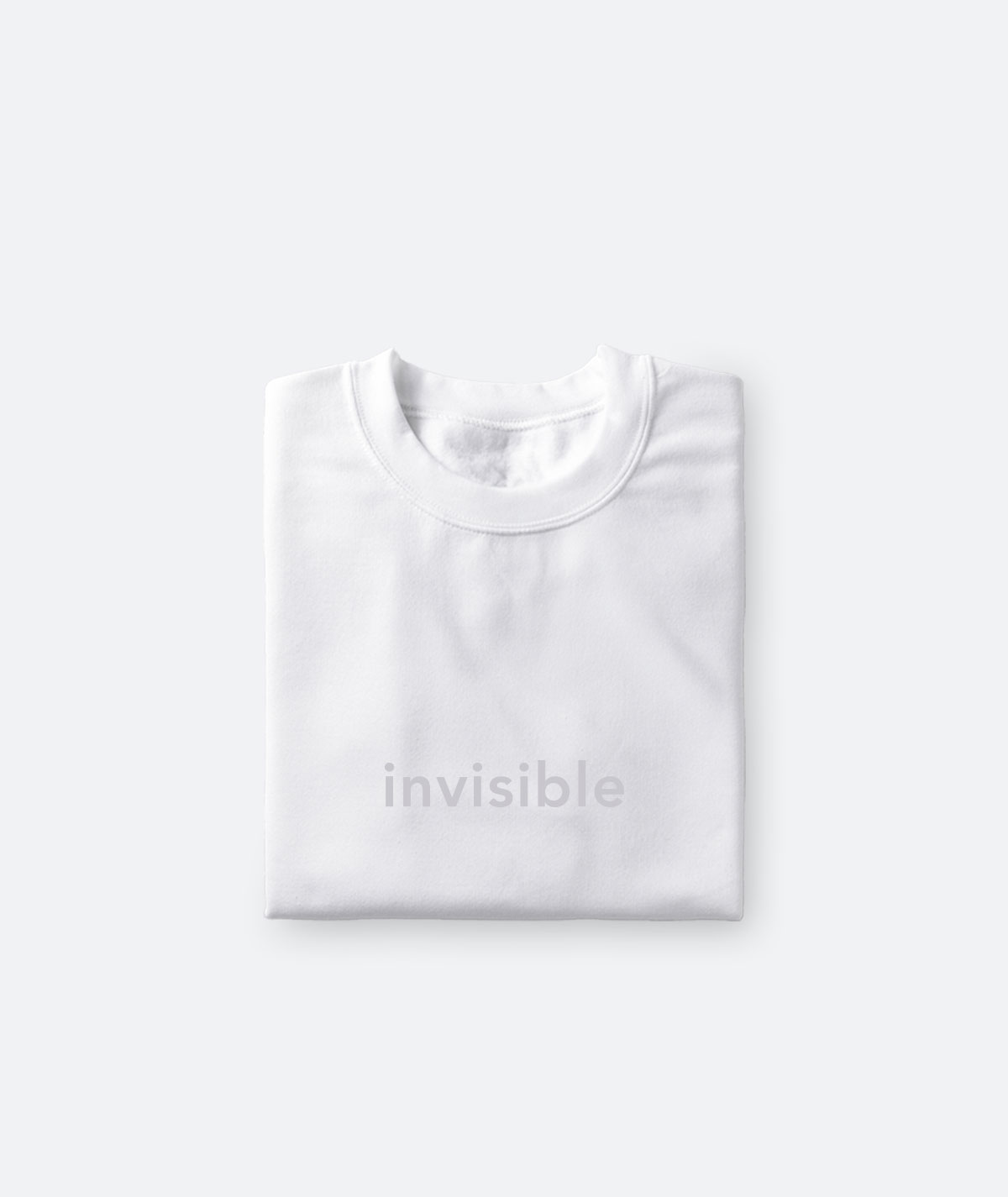 invisible-white-SST-2 A t-shirt with the word "Invisible" faded in the Tee Color