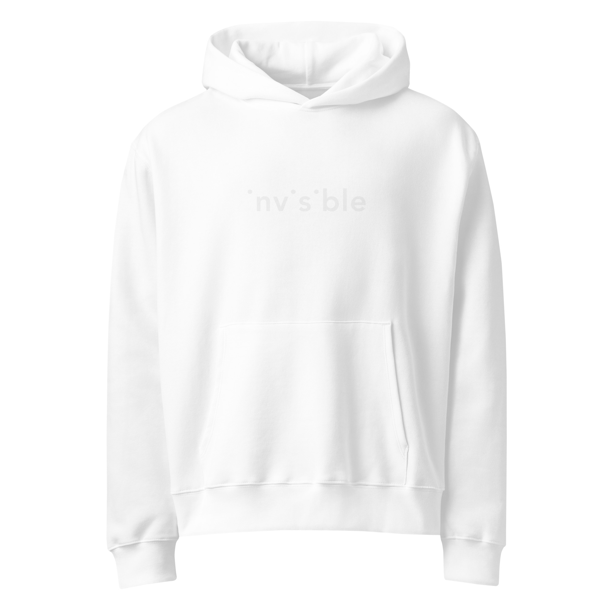 unisex-oversized-heavyweight-hoodie-white-front-690edea99d5ad.jpg Unisex Minimalistic Hoodie, creative streetwear in a minimalistic design called “Invisible.”