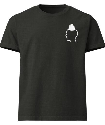 Mental pressure T-shirt with minimal line art head and weight icon illustration design