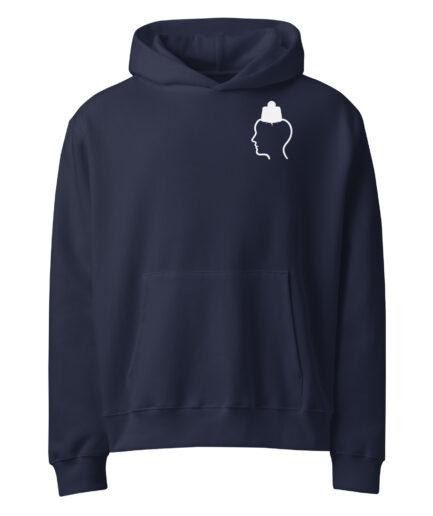 Mental pressure hoodie with minimal line art head and weight icon illustration design
